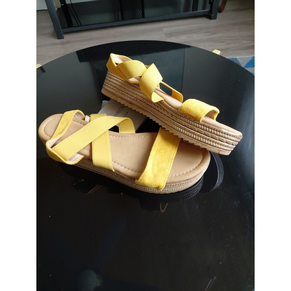 Samilor‎ Platform Wedge Sandals Elastic Ankle Strap Espadrilles Shoes, NWT SZ 9